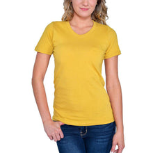 Load image into Gallery viewer, USA Made Organic Cotton Women's Short Sleeve Fitted Favorite Crewneck T-Shirt in Honey Yellow
